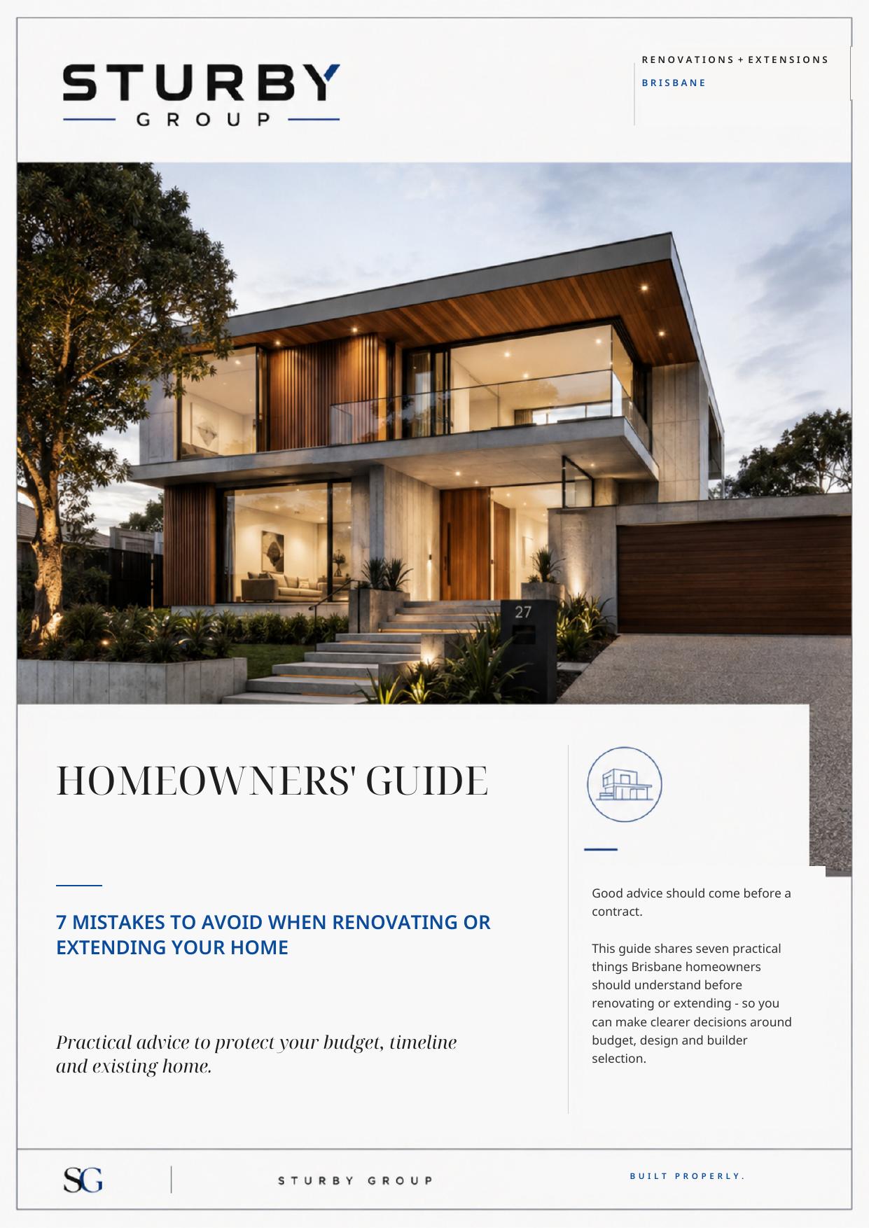 Front cover of the STURBY GROUP Homeowner's Guide